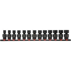 Blackhawk by Proto - 13 Piece 13/8" Drive Deep Well Impact Socket Set - 6 Points, 7 to 19mm Range, Metric Measurement - Exact Industrial Supply