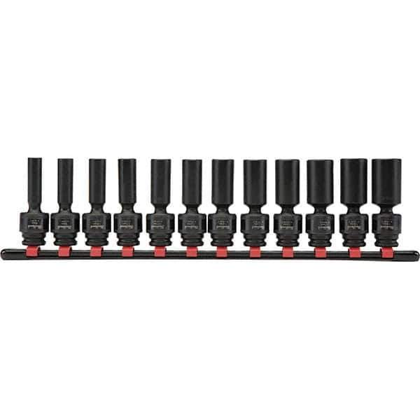 Blackhawk by Proto - 12 Piece 3/8" Drive Deep Well Impact Socket Set - 6 Points, 8mm to 19mm Range, Metric Measurement Standard - Exact Industrial Supply