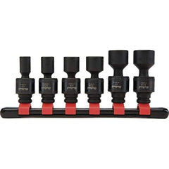 Blackhawk by Proto - 6 Piece 1/4" Drive Deep Well Impact Socket Set - 6 Points, 1/4" to 9/16" Range, Inch Measurement Standard - Exact Industrial Supply