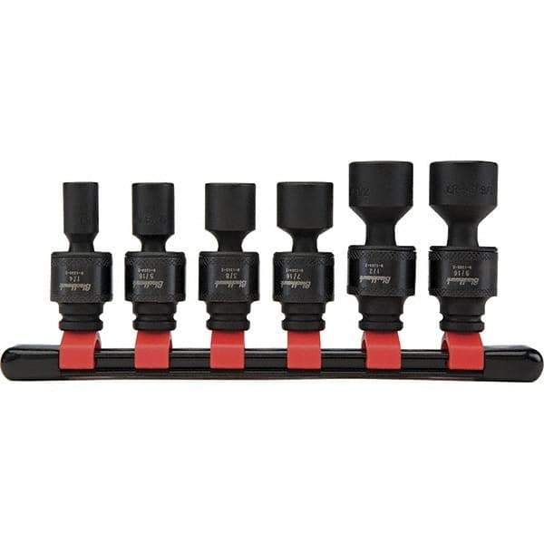 Blackhawk by Proto - 6 Piece 1/4" Drive Impact Socket Set - 6 Points, 1/4" to 9/16" Range, Inch Measurement Standard - Exact Industrial Supply
