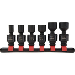 Blackhawk by Proto - 6 Piece 1/4" Drive Impact Socket Set - 6 Points, 1/4" to 9/16" Range, Inch Measurement Standard - Exact Industrial Supply