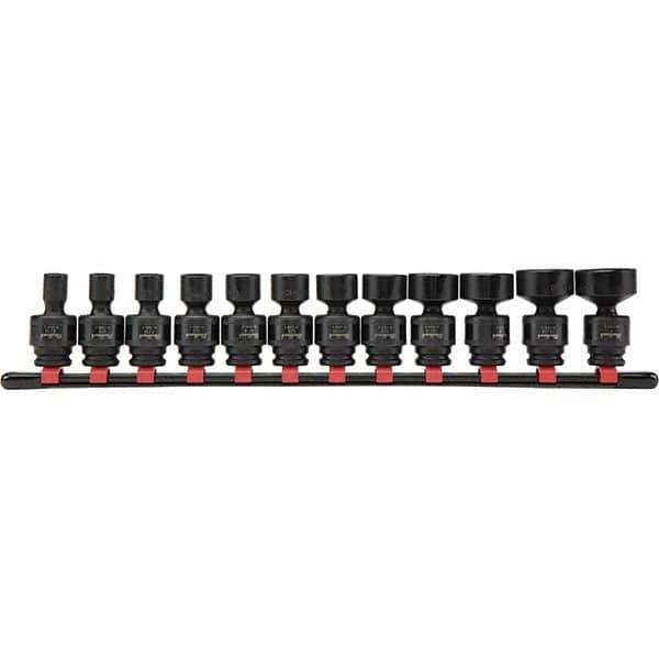 Blackhawk by Proto - 12 Piece 3/8" Drive Impact Socket Set - 6 Points, 5/16" to 1" Range, Inch Measurement Standard - Exact Industrial Supply