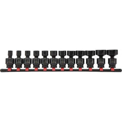 Blackhawk by Proto - 12 Piece 3/8" Drive Impact Socket Set - 6 Points, 5/16" to 1" Range, Inch Measurement Standard - Exact Industrial Supply