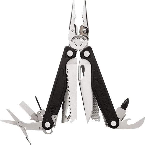 Leatherman - 1 Piece, Multi-Tool Set with 18 Functions - Silver & Black, 6" OAL, 4" Closed Length - Exact Industrial Supply