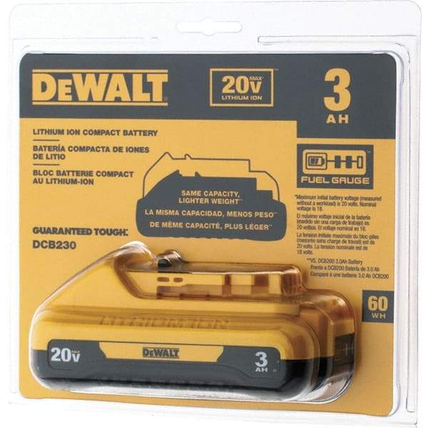 DeWALT - 20 Volt Lithium-Ion Power Tool Battery - 3 Ahr Capacity, 1 hr Charge Time, Series 20V Max - Exact Industrial Supply