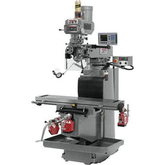 Jet - 54" Table Width x 12" Table Length, Variable Speed Pulley Control, 3 Phase Knee Milling Machine - R8 Spindle Taper, 5 hp - Exact Industrial Supply