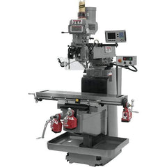 Jet - 54" Table Width x 12" Table Length, Variable Speed Pulley Control, 3 Phase Knee Milling Machine - NST40 Spindle Taper, 5 hp - Exact Industrial Supply