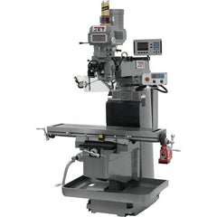 Jet - 54" Table Width x 12" Table Length, Variable Speed Pulley Control, 3 Phase Knee Milling Machine - NST40 Spindle Taper, 5 hp - Exact Industrial Supply