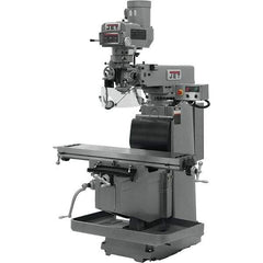 Jet - 54" Table Width x 12" Table Length, Variable Speed Pulley Control, 3 Phase Knee Milling Machine - NST40 Spindle Taper, 5 hp - Exact Industrial Supply