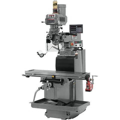 Jet - 54" Table Width x 12" Table Length, Variable Speed Pulley Control, 3 Phase Knee Milling Machine - R8 Spindle Taper, 5 hp - Exact Industrial Supply