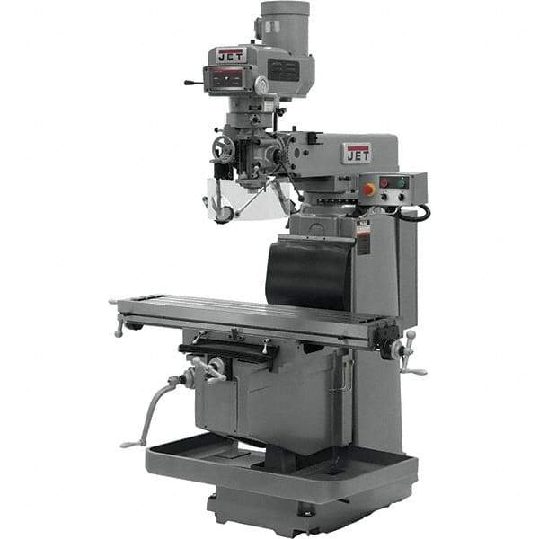 Jet - 54" Table Width x 12" Table Length, Electronic Variable Speed Control, 3 Phase Knee Milling Machine - R8 Spindle Taper, 5 hp - Exact Industrial Supply