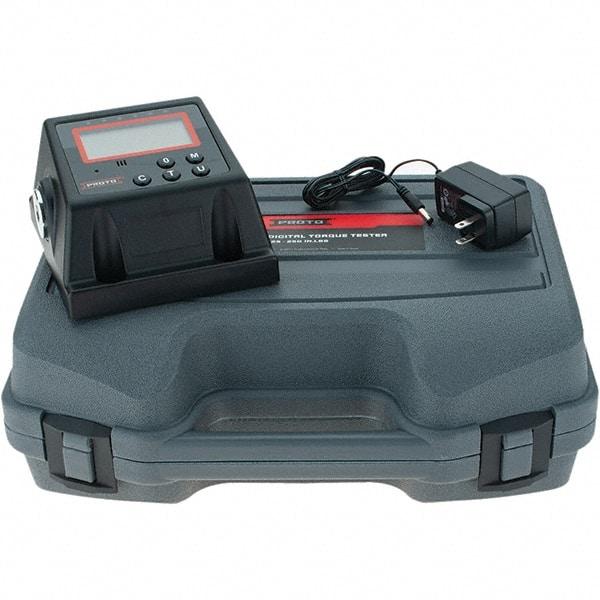 Proto - 25 to 250 In/Lb, Electronic Torque Tester - Accurate to ± 1% CW and ± 3% CCW Digit Accuracy, 5-5/8" OAL, 3/8" Drive - Exact Industrial Supply
