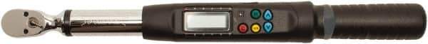 Proto - 3/8" Drive Electronic Torque Wrench - 5 Ft/Lb to 99 Ft/Lb Torque, 0.1 Ft/Lb Graduation, Ratchet Head - Exact Industrial Supply
