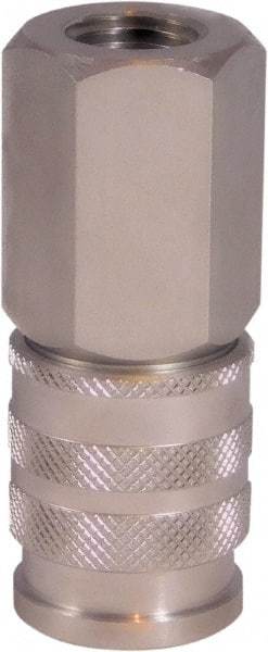 CEJN - 1/4 Female NPT Industrial Pneumatic Hose Coupler - Stainless Steel, 1/4" Body Diam - Exact Industrial Supply