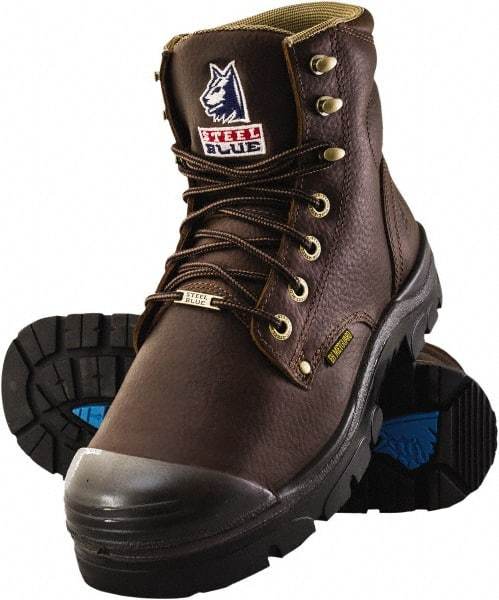 Steel Blue - Men's Size 14 Medium Width Steel Work Boot - Oak, Leather Upper, TPU Outsole, 6" High, Lace-Up - Exact Industrial Supply