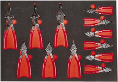 Proto - 12 Piece, 1/4 to 5-7/8" Bore, 1/4 to 5-7/8" Shaft, Convertible Retaining Ring Pliers Set - 0.038 to 0.09" Tip Diam Range, Comes in 23 x 16 Foam Insert - Exact Industrial Supply