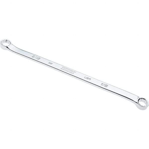 Proto - 1/2" x 9/16" 12 Point Box Wrench - Double End, 53/64" Head Diam x 3/8" Head Thickness, 11-35/64" OAL, Steel, Polished Finish, 15° Offset - Exact Industrial Supply