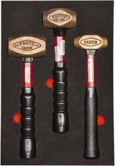 Proto - 3 Piece, 2-5/8, 1-1/2, 1 Lb Head Weight, Dead Blow Hammer Set - 12" OAL, Fiberglass Handles - Exact Industrial Supply