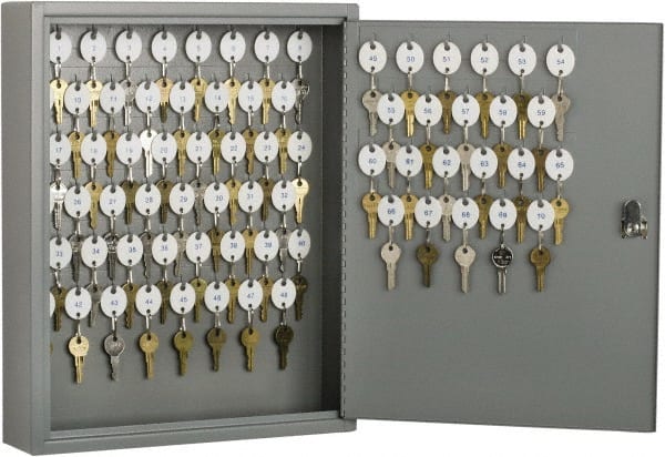 Ability One - Key Control; Type: Key Box ; Number of Keys: 70 ; Color: Gray ; Height (Inch): 17.125 ; Width (Inch): 14 ; Depth (Inch): 3.1250 - Exact Industrial Supply