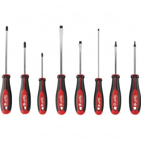 Milwaukee Tool - Screwdriver Sets Screwdriver Types Included: Philips; Slotted; Square; Torx Number of Pieces: 8 - Exact Industrial Supply