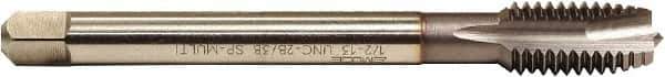 Emuge - M16x2.00 Metric, 3 Flute, TiCN Finish, HSS-E Spiral Point Tap - Plug Chamfer, Right Hand Thread, 110mm OAL, 0.48" Shank Diam, 6H Class of Fit - Exact Industrial Supply