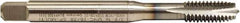 Emuge - #6-32 UNC, 3 Flute, TiCN Finish, HSS-E Spiral Point Tap - Plug Chamfer, Right Hand Thread, 2.205" OAL, 0.472" Thread Length, 0.141" Shank Diam, 2B/3B Class of Fit - Exact Industrial Supply