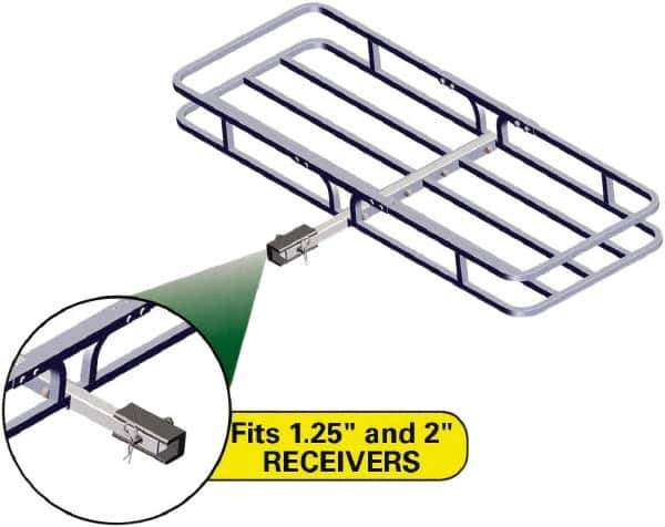 Erickson Manufacturing - Aluminum Cargo Carrier - 19-1/2" Wide x 53-1/2" Long, Silver, For Use with 1.25" Receivers & 2" Receivers - Exact Industrial Supply