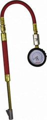 Milton - 0 to 160 psi Dial Straight Foot Dual Head Tire Pressure Gauge - 9' Hose Length, 5 psi Resolution - Exact Industrial Supply