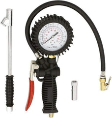 Milton - 2 to 175 psi Dial Easy-Clip Tire Pressure Gauge - 16' Hose Length, 2 psi Resolution - Exact Industrial Supply