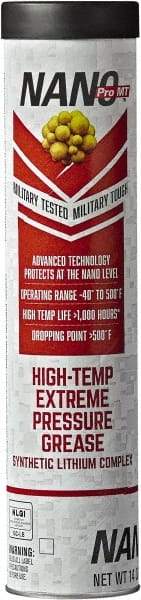 Nano Pro MT - 14 oz Cartridge Lithium High Temperature Grease - Dark Red, Extreme Pressure & High Temperature, 500°F Max Temp, NLGIG 2, - Exact Industrial Supply