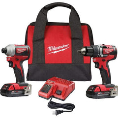 Milwaukee Tool - 18 Volt Cordless Tool Combination Kit - Includes Brushless Compact Drill/Driver & Brushless 1/4" Impact Driver, Lithium-Ion Battery Included - Exact Industrial Supply