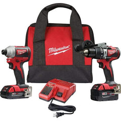 Milwaukee Tool - 18 Volt Cordless Tool Combination Kit - Includes 1/2" Brushless Hammer Drill/Driver & Brushless 1/4" Impact Driver, Lithium-Ion Battery Included - Exact Industrial Supply