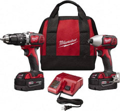 Milwaukee Tool - 18 Volt Cordless Tool Combination Kit - Includes Brushless Compact Drill/Driver & Brushless 1/4" Impact Driver, Lithium-Ion Battery Included - Exact Industrial Supply