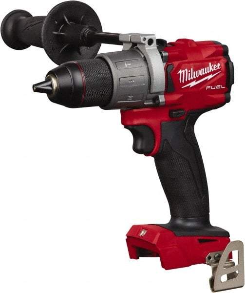 Milwaukee Tool - 18 Volt 1/2" Single-Sleeve Ratcheting Chuck Cordless Hammer Drill - 0 to 32,000 BPM, 0 to 550 & 0 to 2,000 RPM, Reversible - Exact Industrial Supply