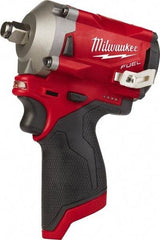 Milwaukee Tool - 1/2" Drive 12 Volt Pistol Grip Cordless Impact Wrench & Ratchet - 2,700 RPM, 0 to 3,200 BPM, 250 Ft/Lb Torque, Lithium-Ion Batteries - Exact Industrial Supply