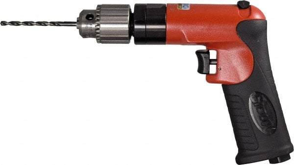 Sioux Tools - 1/4" Reversible Keyed Chuck - Pistol Grip Handle, 2,000 RPM, 12 LPS, 0.5 hp, 90 psi - Exact Industrial Supply