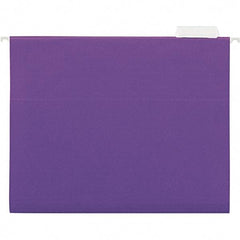 Universal One - 9-5/8 x 11-3/4", Letter Size, Violet, Hanging File Folder - 11 Point Stock, 1/5 Tab Cut Location - Exact Industrial Supply
