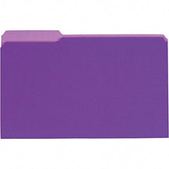 UNIVERSAL - 9-5/8 x 14-3/4", Legal, Violet, File Folders with Top Tab - 11 Point Stock, 1/3 Tab Cut Location - Exact Industrial Supply