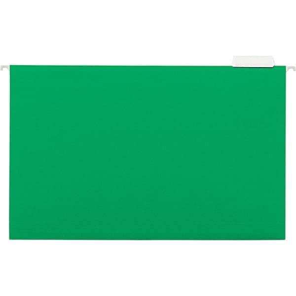 Universal One - 9-5/8 x 14-3/4", Legal, Bright Green, Hanging File Folder - 11 Point Stock, 1/5 Tab Cut Location - Exact Industrial Supply