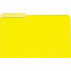 UNIVERSAL - 9-5/8 x 14-3/4", Legal, Yellow, File Folders with Top Tab - 11 Point Stock, 1/3 Tab Cut Location - Exact Industrial Supply
