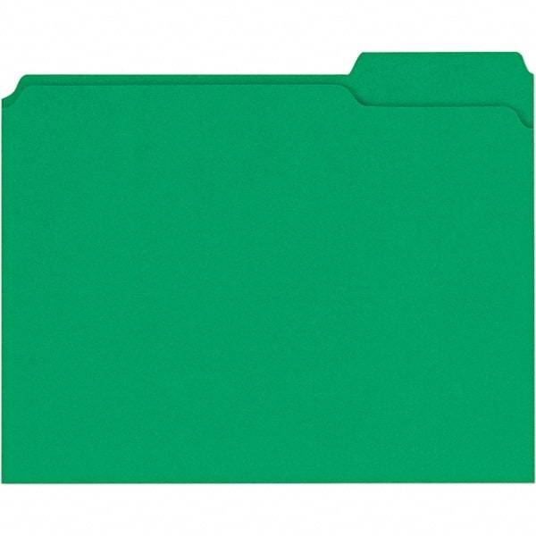 Universal One - 9-5/8 x 11-3/4", Letter Size, Green, File Folders with Top Tab - 11 Point Stock, 1/3 Tab Cut Location - Exact Industrial Supply