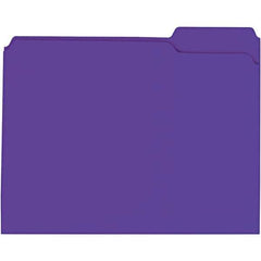 Universal One - 9-5/8 x 11-3/4", Letter Size, Violet, File Folders with Top Tab - 11 Point Stock, 1/3 Tab Cut Location - Exact Industrial Supply