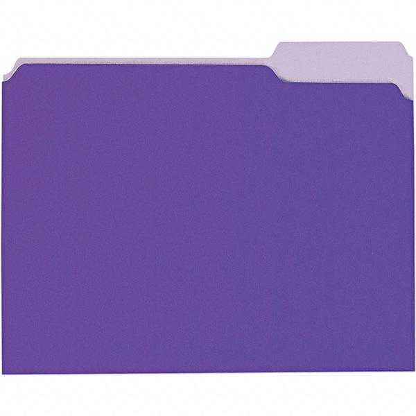 UNIVERSAL - 9-5/8 x 11-3/4", Letter Size, Violet, File Folders with Top Tab - 11 Point Stock, 1/3 Tab Cut Location - Exact Industrial Supply