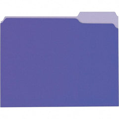 Universal One - 8-1/2 x 11", Letter Size, Violet/Light Violet, File Folders with Top Tab - 11 Point Stock, 1/3 Tab Cut Location - Exact Industrial Supply
