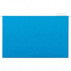 Universal One - 9-5/8 x 14-3/4", Legal, Blue, Hanging File Folder - 11 Point Stock, 1/5 Tab Cut Location - Exact Industrial Supply