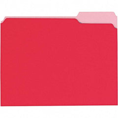 UNIVERSAL - 9-5/8 x 11-3/4", Letter Size, Red, File Folders with Top Tab - 11 Point Stock, 1/3 Tab Cut Location - Exact Industrial Supply