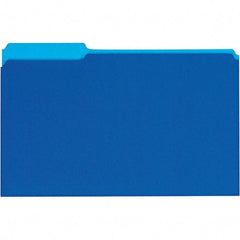 UNIVERSAL - 9-5/8 x 14-3/4", Legal, Blue, File Folders with Top Tab - 11 Point Stock, 1/3 Tab Cut Location - Exact Industrial Supply