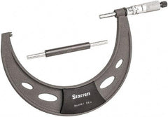 Starrett - 5 to 6" Range, 0.0001" Graduation, Mechanical Outside Micrometer - Ratchet Thimble, 3.35" Throat Depth, Accurate to 0.0001" - Exact Industrial Supply
