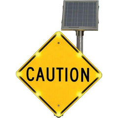 TAPCO - "Caution", 30" Wide x 30" High, Aluminum Traffic Control Signs - Fluorescent Yellow, Black, Diamond Grade Reflectivity, Diamond, Post Mount - Exact Industrial Supply