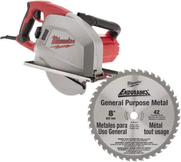 Milwaukee Tool - 13 Amps, 8" Blade Diam, 3,700 RPM, Electric Circular Saw - 120 Volts, 1.75 hp, 15' Cord Length, 5/8" Arbor Hole, Right Blade - Exact Industrial Supply